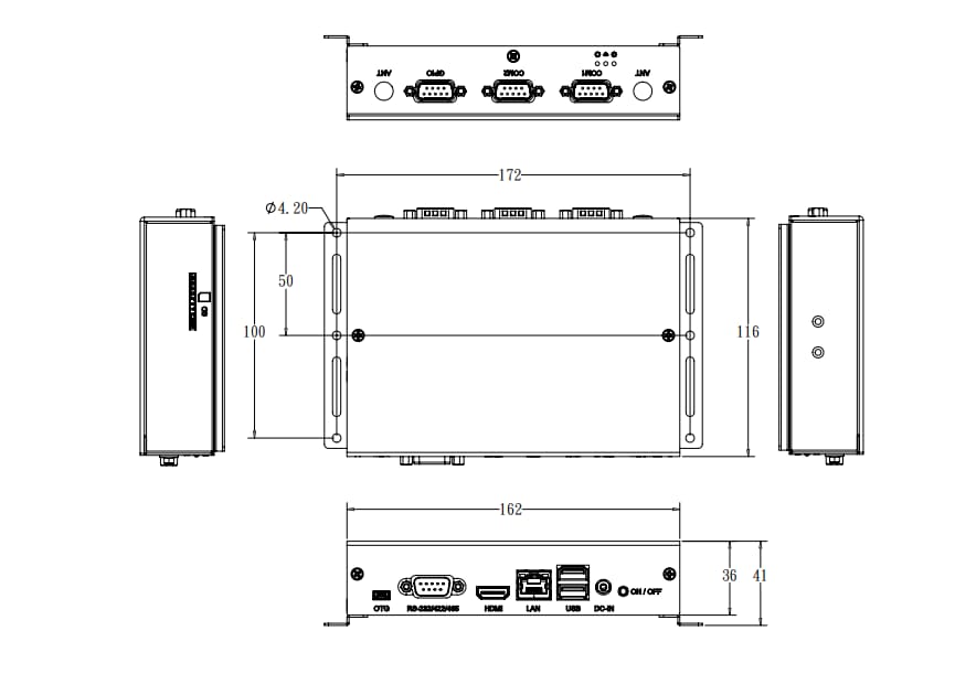 Mechanical Drawing - iBASE Technology ISR301 Series IoT Gateways